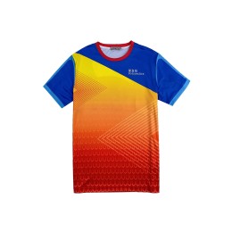 Large order of short-sleeved dye-sublimation T-shirts, custom-made color-blocking round neck, gradient colors, reflective strips, dye-sublimation T-shirt specialty store T1103 Large order of short-sleeved dye-sublimation T-shirts, custom-made color-blocking round neck, gradient colors, reflective strips, dye-sublimation T-shirt specialty store T1103